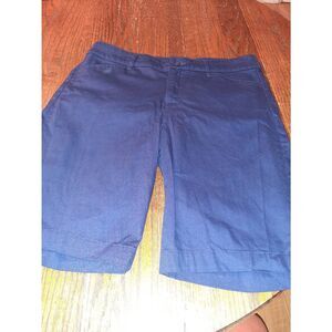 Size 14 St Johns Bay Navy Blue Mid Rise Bermuda Length Long Shorts with Pockets